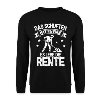 Das Schuften hat ein Ende. Es lebe die Rente - Unisex Pullover - Schwarz - Vorne - Alina (178cm) & Michal (187cm)