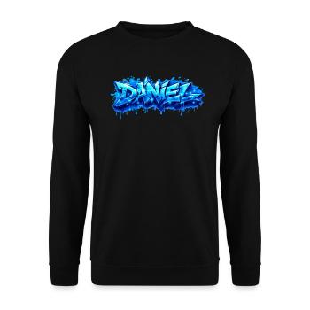 Graffiti  DANIEL Prénom cadeau idéal imprimable  - Sweat-shirt Unisexe - noir - Devant - Alina (178cm) & Michal (187cm)