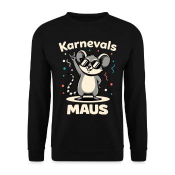 Karneval Rockmusik Karnevalsmaus Niedlich - Unisex Pullover - Schwarz - Vorne - Alina (178cm) & Michal (187cm)