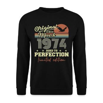 Geburtstag März 1974 - Unisex Pullover - Schwarz - Vorne - Alina (178cm) & Michal (187cm)