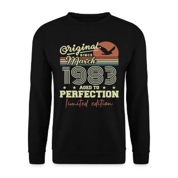 Geburtstag März 1983 - Unisex Pullover - Schwarz - Vorne - Alina (178cm) & Michal (187cm)