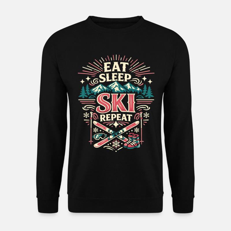 Ski Repeat Skifahrer Lifestyle Geschenk - Unisex Pullover - Schwarz