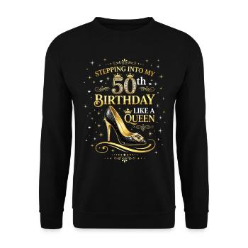 Entrer dans mes 50 ans et 50 ans - Sweat-shirt Unisexe - noir - Devant - Alina (178cm) & Michal (187cm)