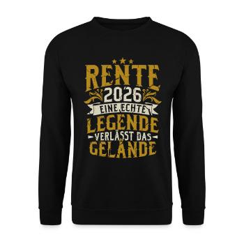 Rente 2026 Renter Ruhestand Geschenk - Unisex Pullover - Schwarz - Vorne - Alina (178cm) & Michal (187cm)