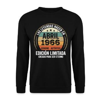 Avril 1966 Cadeau 60e Anniversaire Avril 1966 - Sweat-shirt Unisexe - noir - Devant - Alina (178cm) & Michal (187cm)