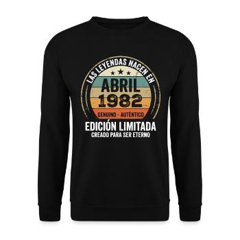 Avril 1982 Cadeau 44e Anniversaire Avril 1982 - Sweat-shirt Unisexe - noir - Devant - Alina (178cm) & Michal (187cm)