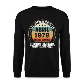 Avril 1978 Cadeau 48e Anniversaire Avril 1978 - Sweat-shirt Unisexe - noir - Devant - Alina (178cm) & Michal (187cm)