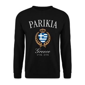Parikia Griechenland Wappen Krone – Reise Souvenir - Unisex Pullover - Schwarz - Vorne - Alina (178cm) & Michal (187cm)