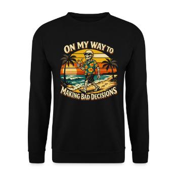 Skeleton Vacation Humor Funny Humor Beach - Unisex Sweatshirt - black - Front - Alina (178cm) & Michal (187cm)