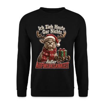 Ich zieh heute gar nichts - Unisex Pullover - Schwarz - Vorne - Alina (178cm) & Michal (187cm)