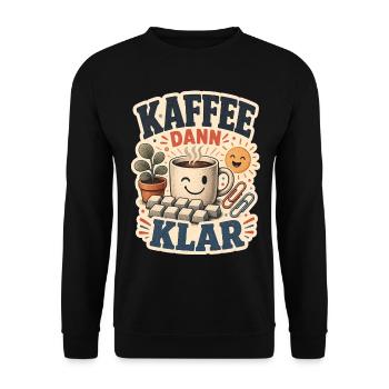 KAFFEE DANN KLAR - Unisex Pullover - Schwarz - Vorne - Alina (178cm) & Michal (187cm)