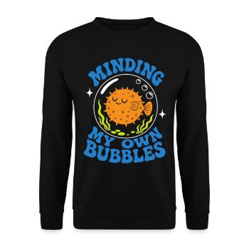 Minding My Own Bubbles Puffer Fish - Unisex Sweatshirt - black - Front - Alina (178cm) & Michal (187cm)