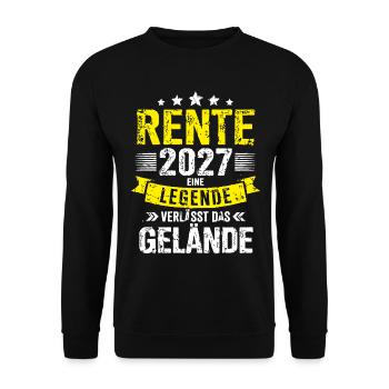 Rente 2027 – Eine Legende verlässt das Gelände - Unisex Pullover - Schwarz - Vorne - Alina (178cm) & Michal (187cm)