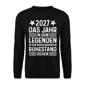 2027 Legende Ruhestand Rente Pension Geschenk  - Unisex Pullover - Schwarz - Vorne - Alina (178cm) & Michal (187cm)