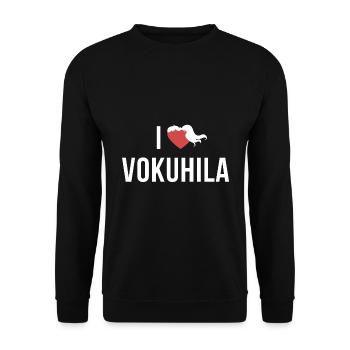 I Love Vokuhila Shirt Frisur Klutfrisur 80er - Unisex Pullover - Schwarz - Vorne - Alina (178cm) & Michal (187cm)
