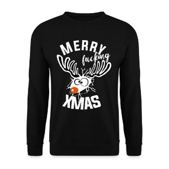 putain de noël noël renne drôle moche - Sweat-shirt Unisexe - noir - Devant - Alina (178cm) & Michal (187cm)