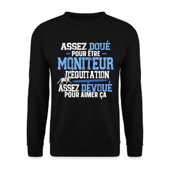 Equitation Cheval Cavalier Sport équestre Humour - Sweat-shirt Unisexe - noir - Devant - Alina (178cm) & Michal (187cm)