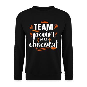Team Pain au Chocolat Citations Humour Gourmand - Sweat-shirt Unisexe - noir - Devant - Alina (178cm) & Michal (187cm)