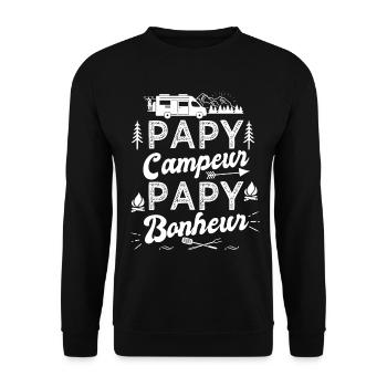 Papy camping car papy bonheur camper - Sweat-shirt Unisexe - noir - Devant - Alina (178cm) & Michal (187cm)