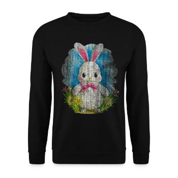 Weisser Hase Ostern - Unisex Pullover - Schwarz - Vorne - Alina (178cm) & Michal (187cm)