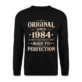 Original seit 1984 Jahrgang Geburtstag Geschenk - Unisex Pullover - Schwarz - Vorne - Alina (178cm) & Michal (187cm)