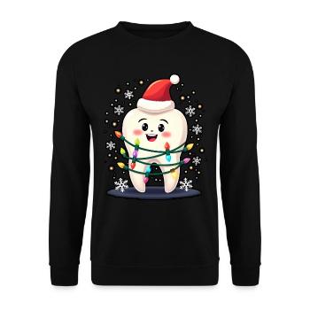 Zähne Weihnachten Zahnarzt Geschenk - Unisex Pullover - Schwarz - Vorne - Alina (178cm) & Michal (187cm)