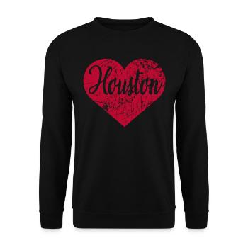Houston Herz - Unisex Pullover - Schwarz - Vorne - Alina (178cm) & Michal (187cm)