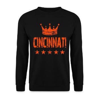 Cincinnati Krone Sterne - Unisex Pullover - Schwarz - Vorne - Alina (178cm) & Michal (187cm)