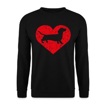 Dackel Dachshund Herz - Unisex Pullover - Schwarz - Vorne - Alina (178cm) & Michal (187cm)