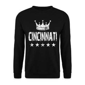Cincinnati Krone Sterne - Unisex Pullover - Schwarz - Vorne - Alina (178cm) & Michal (187cm)