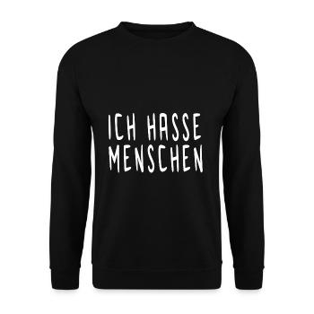 Ich hasse Menschen - Unisex Pullover - Schwarz - Vorne - Alina (178cm) & Michal (187cm)