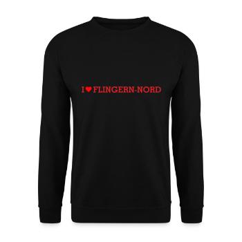 I LOVE DÜSSELDORF FLINGERN NORD R - Unisex Pullover - Schwarz - Vorne - Alina (178cm) & Michal (187cm)