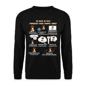 Mes Champignons humour pour temps libre - Sweat-shirt Unisexe - noir - Devant - Alina (178cm) & Michal (187cm)