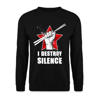 Batterie percussions i destroy silence - Sweat-shirt Unisexe - noir - Devant - Alina (178cm) & Michal (187cm)