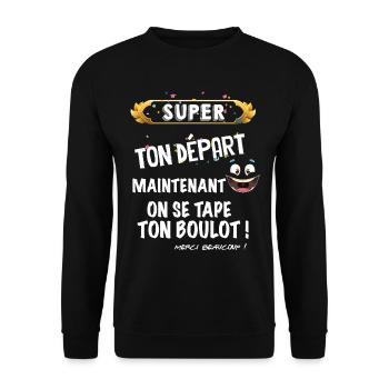 Collègue Départ Idée Cadeau Homme Ou Femme - Sweat-shirt Unisexe - noir - Devant - Alina (178cm) & Michal (187cm)