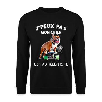 Chien Téléphone Cadeau Marrant Bouledogue - Sweat-shirt Unisexe - noir - Devant - Alina (178cm) & Michal (187cm)