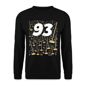93 birthday brooms Grandpa or Grandma - Unisex Sweatshirt - black - Front - Alina (178cm) & Michal (187cm)