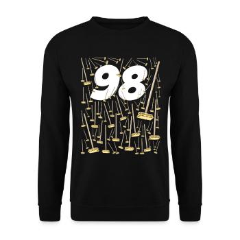 98 Brooms Funny Quote 98 Years Anniversary - Unisex Sweatshirt - black - Front - Alina (178cm) & Michal (187cm)
