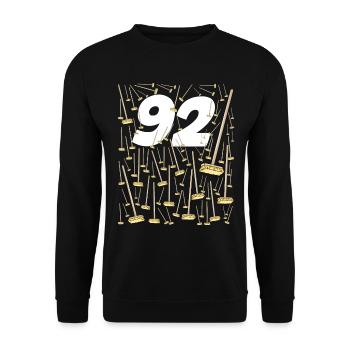 Anniversaire 92 balais Citation Fête - Sweat-shirt Unisexe - noir - Devant - Alina (178cm) & Michal (187cm)