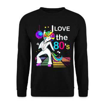 80s Disco Unicorn Humor Dance Floor - Unisex Sweatshirt - black - Front - Alina (178cm) & Michal (187cm)