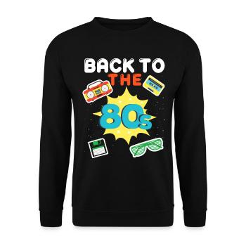 Vintage 80er Jahre Spaß und Stil - Unisex Pullover - Schwarz - Vorne - Alina (178cm) & Michal (187cm)