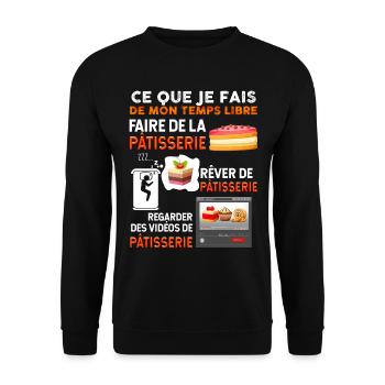 Humour patisserie temps libre Cadeau Humour - Sweat-shirt Unisexe - noir - Devant - Alina (178cm) & Michal (187cm)