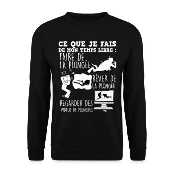 Plongée Humour Fonds Marin Temps Libre - Sweat-shirt Unisexe - noir - Devant - Alina (178cm) & Michal (187cm)