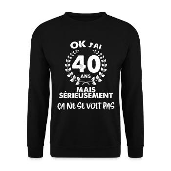 OK j'ai 50 ans Humour Anniversaire - Sweat-shirt Unisexe - noir - Devant - Alina (178cm) & Michal (187cm)