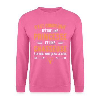 Chasseuse Chasse Cerf Princesse Cadeau Chasseresse - Sweat-shirt Unisexe - rose - Devant