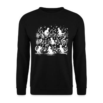 Katzen und Musik. Musicisca-Komponist - Unisex Pullover - Schwarz - Vorne - Alina (178cm) & Michal (187cm)
