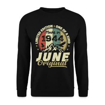 Juin 1944 Cadeau Anniversaire Juin 1944 Juin 1944 - Sweat-shirt Unisexe - noir - Devant - Alina (178cm) & Michal (187cm)