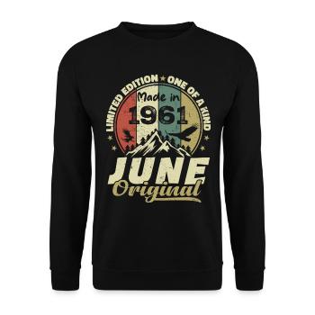 Juin 1961 Cadeau Anniversaire Juin 1961 Juin 1961 - Sweat-shirt Unisexe - noir - Devant - Alina (178cm) & Michal (187cm)