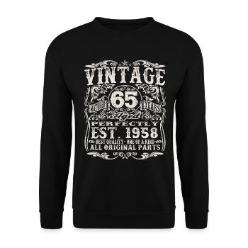 born in 1958 - 65 years old - Unisex Sweatshirt - black - Front - Alina (178cm) & Michal (187cm)