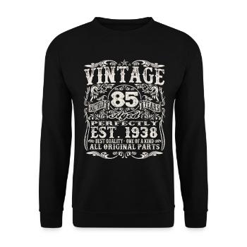 born in 1938 - 85 years old - Unisex Sweatshirt - black - Front - Alina (178cm) & Michal (187cm)